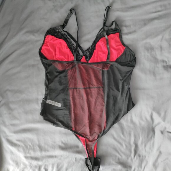 Sheer Lace Bodysuit Eyelash Snap Crotch Teddy - Picture 4 of 5